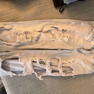 Hollister Light Gray Distressed Skinny Jeans